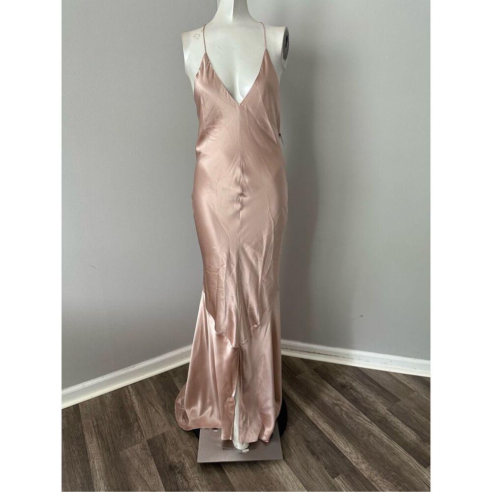 NWT MICHAEL LO SORDO Silk-satin gown PINK UK 14 / US 10 $740 - Picture 7 of 14